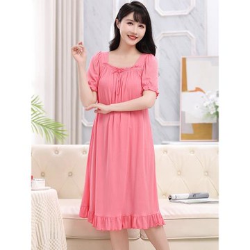 睡裙女夏季薄款性感短袖純棉寬松加肥大碼中青年媽媽居家連身裙