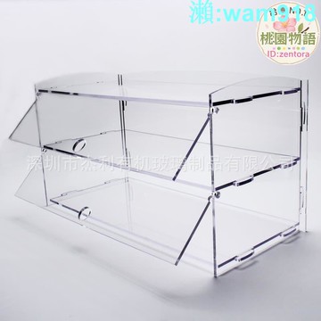 多功能亞克力糕點甜甜圈紙杯蛋糕展示儲存盒展示櫃組裝防塵麵包箱