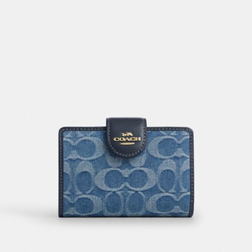 經典 SIGNATURE 丹寧布中號拉鍊皮夾