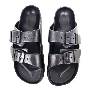 雙排扣軟底防臭防滑耐磨拖鞋 EVA材質  36  黑色