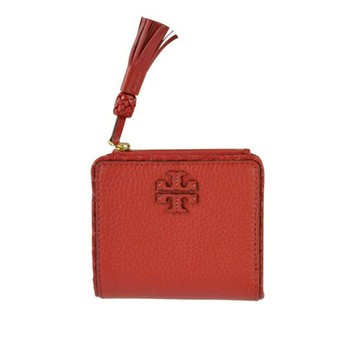 TORY BURCH素面皮革流蘇短夾