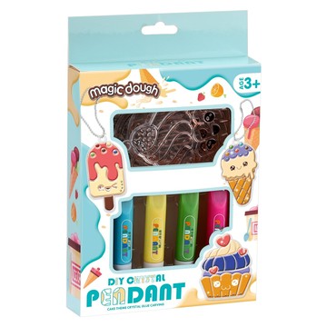 DIY 塗色吊飾 套裝 DIY水晶吊墜 蛋糕主題水晶膠雕刻 3歲以上  甜點冰淇淋 多色  1盒