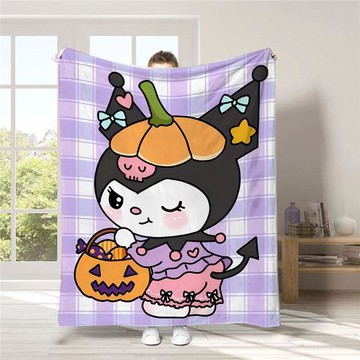 跨境外貿可愛卡通三麗鷗毛毯數碼印花毯a類四季空調蓋毯辦午休毯