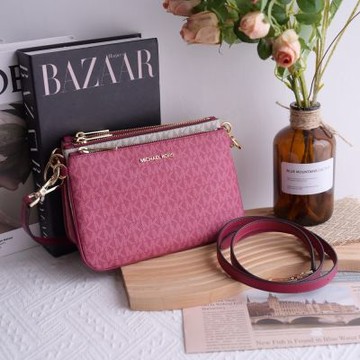 MICHAEL KORS JET SET 經典印花三件組斜背包(覆盆子)