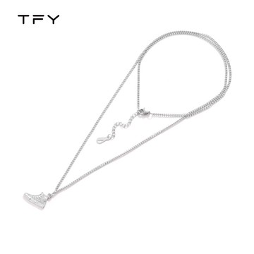 雙層項鏈女ins簡約 百搭鎖骨鏈潮網紅鞋子吊墜飾品時尚長款毛衣鏈