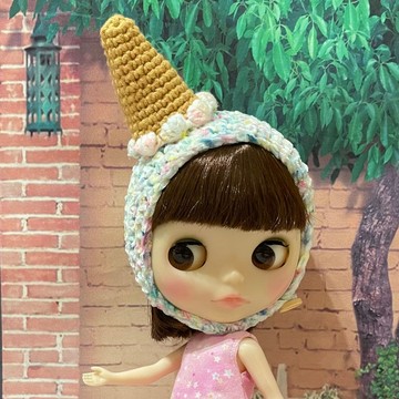 手作娃帽 冰淇淋 甜筒 毛線帽 Blythe 小布娃娃 帽 可愛 百搭