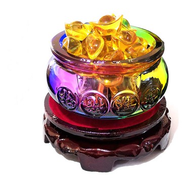 趣淘天黃玉元寶聚寶盆擺件貔貅財陣雌雄一對小大號z