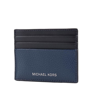 MICHAEL KORS 男款 荔枝紋皮革名片夾-海軍藍