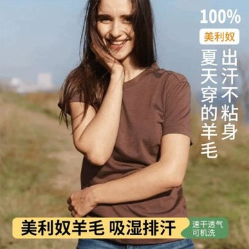 美利奴羊毛速干衣女戶外短袖t恤美麗諾跑步登山運動上衣H12汗布