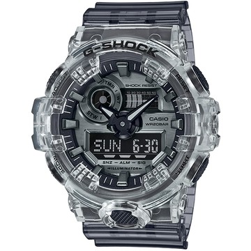 【CASIO】G-SHOCK復古半透明設計重金屬搖滾風格雙顯錶(GA-700SK-1A)