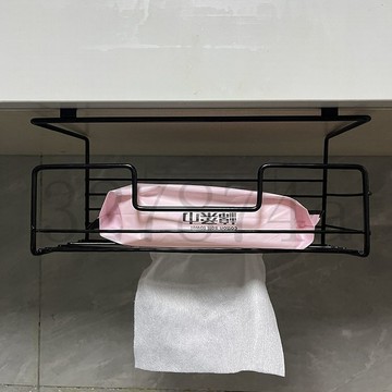 新款💖廚房紙巾架下掛式抽紙盒懸掛式免打孔櫥櫃用紙掛架濕巾捲紙收納