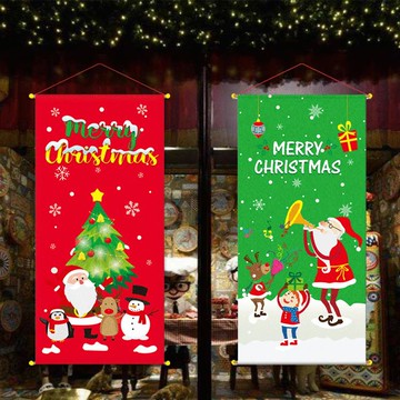 圣誕無紡布掛布海報圣誕櫥窗氣氛裝飾掛畫旗餐廳酒吧圣誕裝飾用品