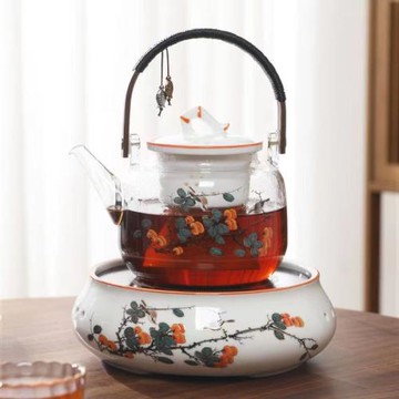 電陶爐玻璃煮茶器套裝蒸汽煮茶壺燒水壺小型圍爐煮茶自動電熱茶爐