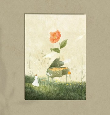 插畫明信片 - 音樂裡種了一朵花
