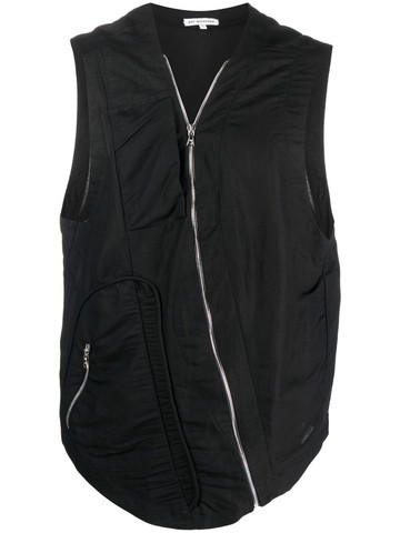 Per Götesson - zip-up linen gilet - men - Linen/Flax - L - Black