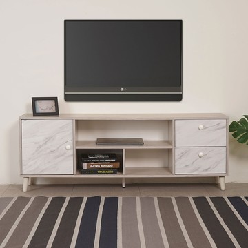 【Homelike】喜家居140cm二抽一門電視櫃(白橡雙色)(2372)