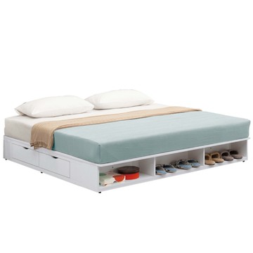 【文創集】培亞5尺雙人雙邊四抽床底(二色可選＋不含床墊)-152x188x26cm免組