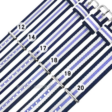 Watchband / DW 各品牌通用 不鏽鋼扣頭 尼龍錶帶 藍x白x紫