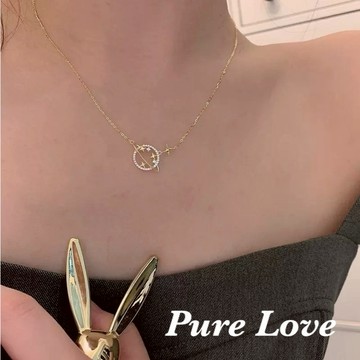 Pure Love樂芙 / 正韓 銀飾【S925純銀】N01103簡約通體純銀項鍊星球鋯石鎖骨鏈 短項鏈 /金