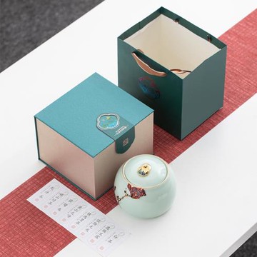 陶瓷茶葉罐包裝盒禮盒空綠茶龍井密封罐儲物罐三兩單罐印制logo