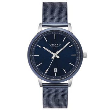 OBAKU 暮藍之境丹麥設計簡約腕錶-海軍藍-V270LDHLML-34mm