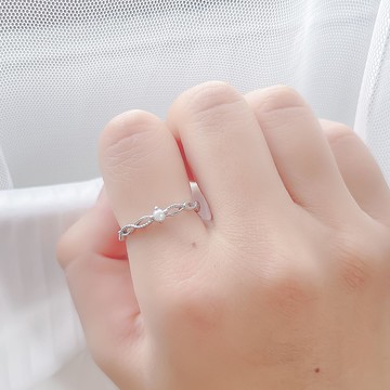 天然淡水珍珠925純銀典雅蕾絲交織戒指 可調式戒指