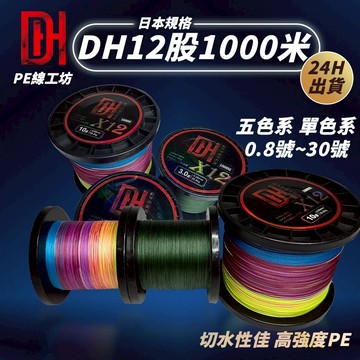 《釣貨先生》現貨日本規格DH12股編織1000米 釣魚線 PE線 五彩 墨綠 10米一色 釣魚線 超高靈敏度 海釣 船釣