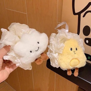 台灣出貨 小紅書同款 可愛蕾絲邊奶酪 起泡 沐浴球 柔軟 親膚 洗澡浴花 搓背 搓澡巾 沐浴球 卡通沐浴球