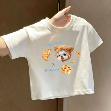 Mimo⭐兒童卡通T恤男夏季小童字母上衣純棉寶寶寬鬆短袖T女薄款