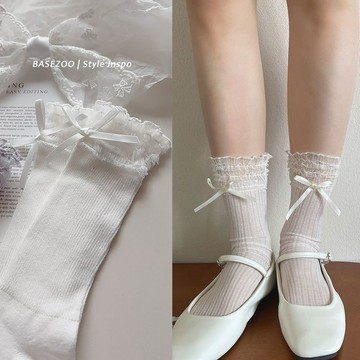【全館現貨】 少女洛麗塔堆堆襪 蕾絲花邊襪 中筒襪 長筒襪  日系透氣坑條襪 公主襪 學生中襪 蕾絲襪 881377