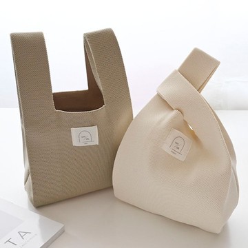 有名字 標籤 【 針織托特包 】 環保袋 副包 市集袋 迷你托特 柔和色調 禮物 HZ01U
