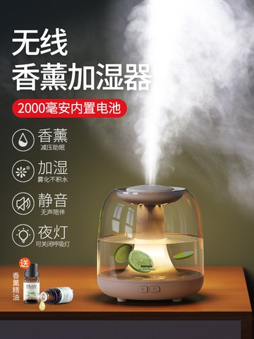 加濕器  REMAX加濕器香薰機精油噴霧家用靜音臥室辦公室桌面小型迷你大霧量空氣凈化床頭保濕器宿舍學生孕婦嬰兒夜燈【MJ17902】