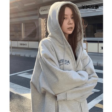 【羊城故事】  外套女 連帽外套 韓國外套 防風外套 棉質外套 外搭外套 學院風外套 灰色外套 百搭外套 冬天穿搭