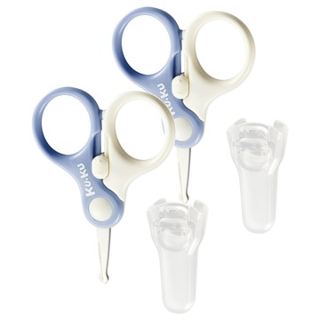 KU.KU Duckbill 酷咕鴨 初生嬰兒安全剪刀 短圓頭刀刃 不戳傷寶寶小手 輕鬆省力  糖心藍  2個