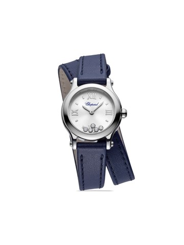 Chopard - Happy Sport 25mm - women - stainless steel/Diamond/Crystal/CALFSKIN - One Size - Silver