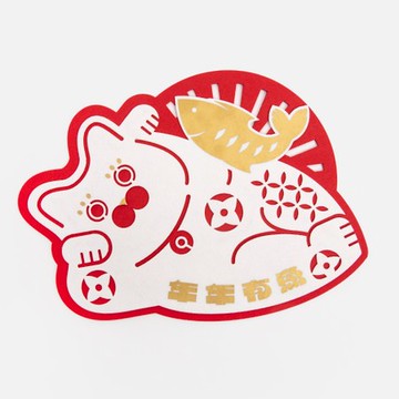 春節雙層門貼 開運貓貓