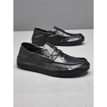 皮鞋男冬季真皮透氣商務正裝男鞋子2026新款男士豆豆鞋休閑樂福鞋