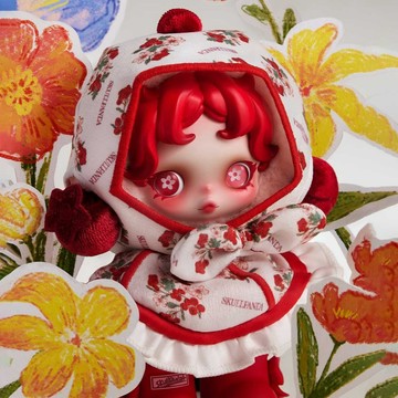 ✿AREA.TOY✿公仔-SKULLPANDA開到花叢中毛絨公仔掛件