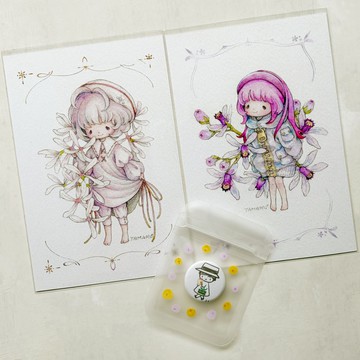 台灣行道樹 / 流蘇 / 苦楝 / 妖精寫真 postcard+小徽章套組
