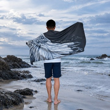 萬用快乾巾/浴巾/海灘巾/毛巾-海洋微笑-海螺(鸚鵡螺) 運動擦汗巾