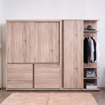 時尚屋  希橡木8.6尺雙吊衣櫃 寬257.8x深60x高197.5cm