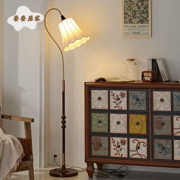 免運 落地燈 美式落地燈 法式南洋復古風落地燈客廳沙發釣魚燈氛圍燈高級感美式白蠟木燈 可開發票 全館五折 工廠現貨直銷 新品特價 m9061