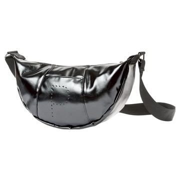 Peeps 男女通用亮面打孔Logo斜背包  單一尺寸  黑色