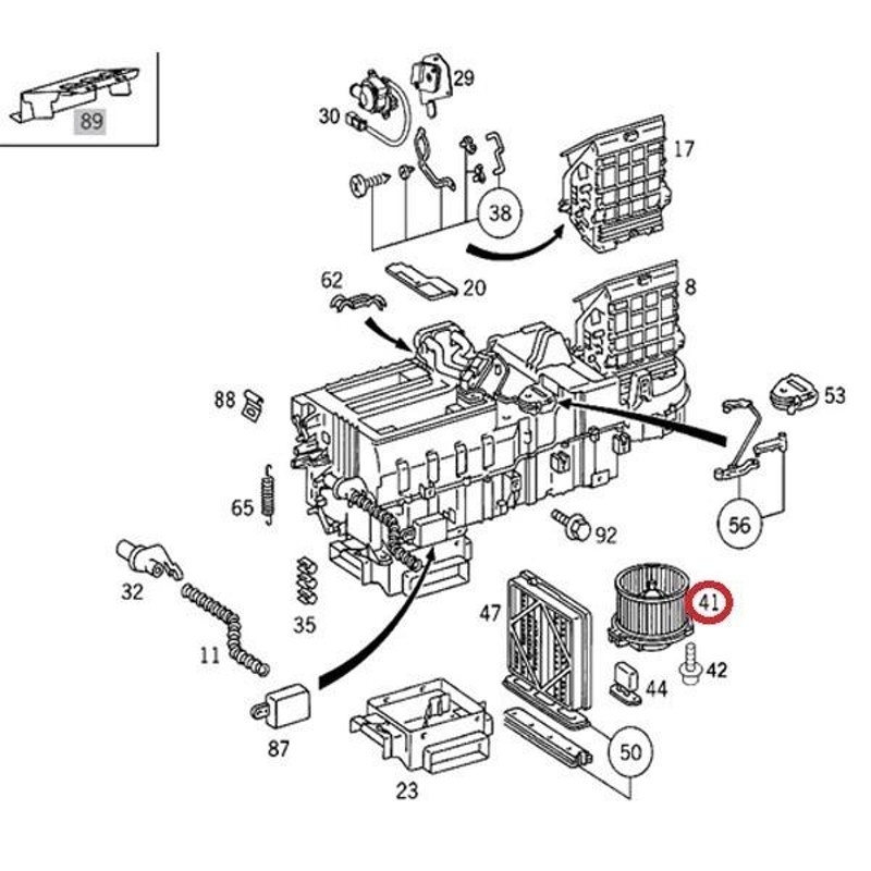 ベンツ Mクラス W163 ブロアモーター/ブロアファン 左ハンドル用
