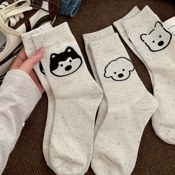 可愛狗狗點點紗襪子組