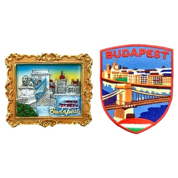 A-ONE 匯旺 匈牙利布達佩斯冰箱磁鐵 + 布達佩斯多瑙河貼布繡 2件組  2.72 x 2.09in