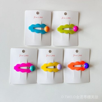 【臺灣出貨】韓版兒童髮夾滴油彩色髮夾花邊糖豆BB夾女童側邊夾配飾頭飾 I8CK
