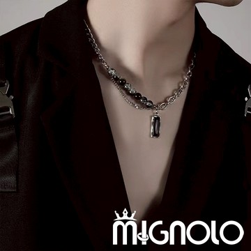 MIGNOLO💫冰裂黑鑽項鍊 多巴胺 鈦鋼項鍊 百搭 項鍊 粗項鍊  嘻哈項鍊 316L醫療鋼