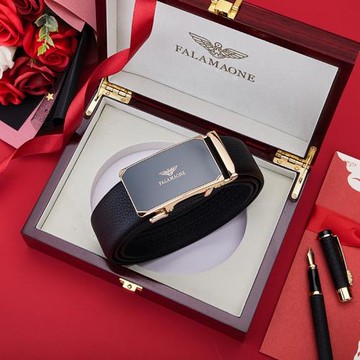 法萊阿瑪尼皮帶男自動扣時尚款褲腰帶光面中青年男商務腰帶