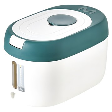 日式一鍵自動彈蓋儲米桶 10kg大容量 藍綠色 防潮密封  1個